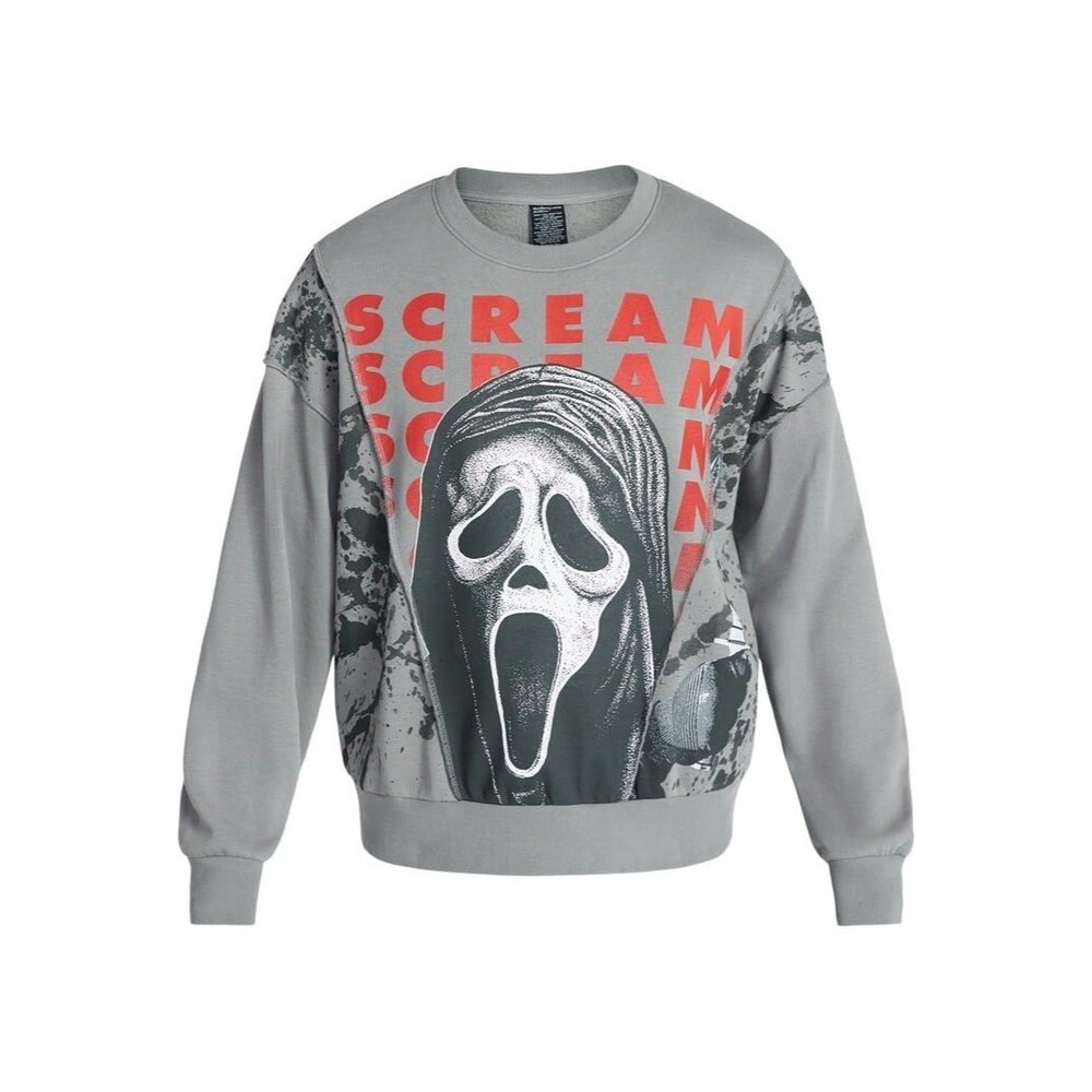 Ghostface Scream Grunge Crewneck Fleece Sweatshirt Mens Size Medium